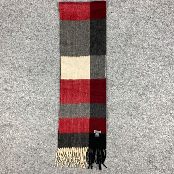 Cashmere Scarf Plaid Luxury Cottage Red‎ Fringed Scarf soft cozy - Picture 1 of 8